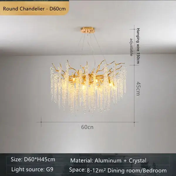 Gold Crystal Branch Light with French Romantic Style