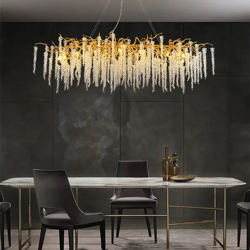 Gold Crystal Branch Light with French Romantic Style