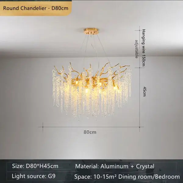 Gold Crystal Branch Light with French Romantic Style