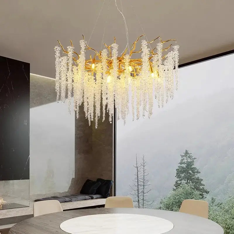 Gold Crystal Branch Light with French Romantic Style