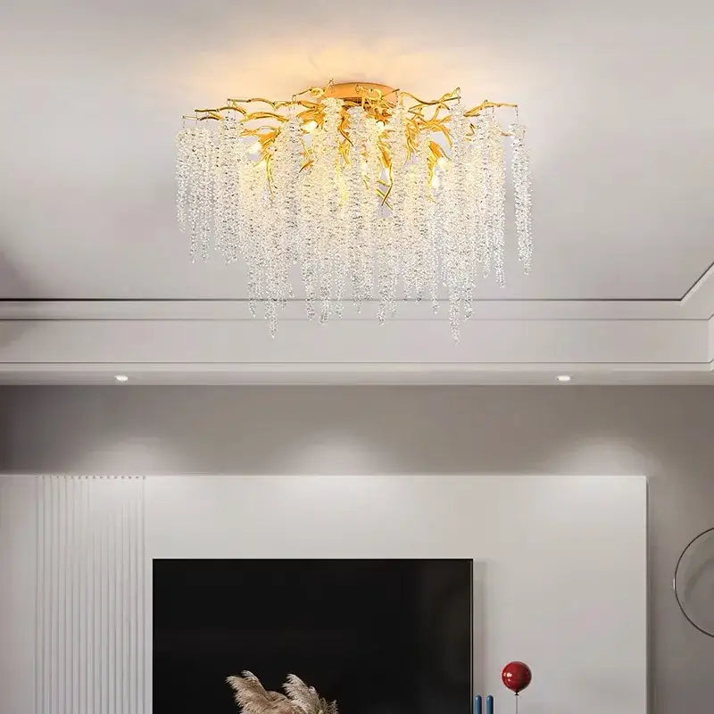 Gold Crystal Branch Light with French Romantic Style