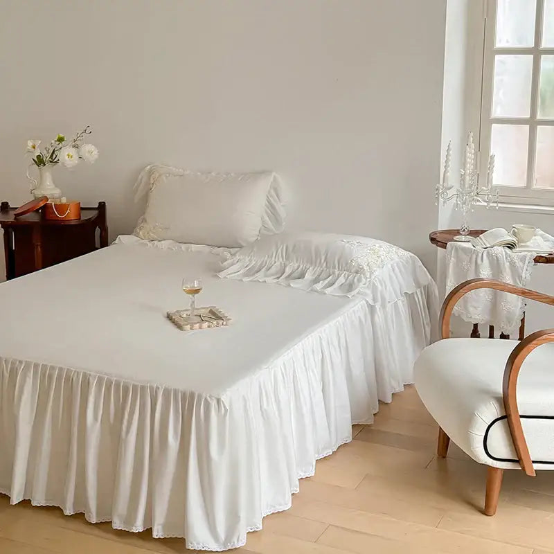 White Satin Lace Bedding