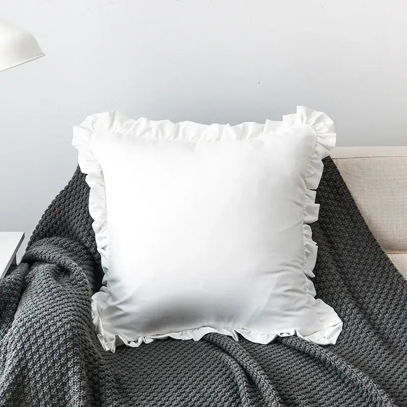 White Cotton Ruffle Pillowcase