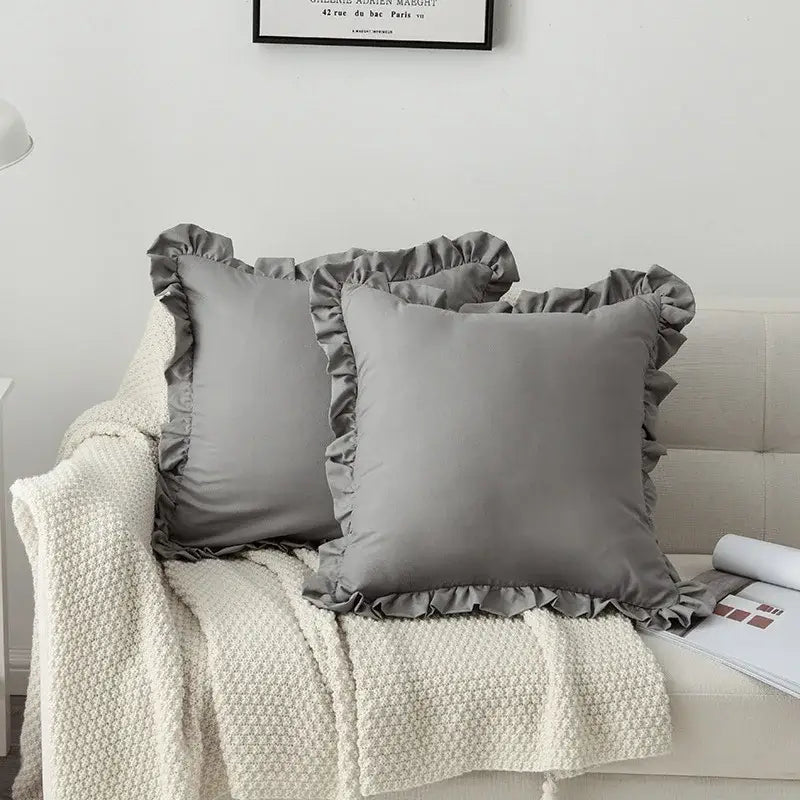 White Cotton Ruffle Pillowcase