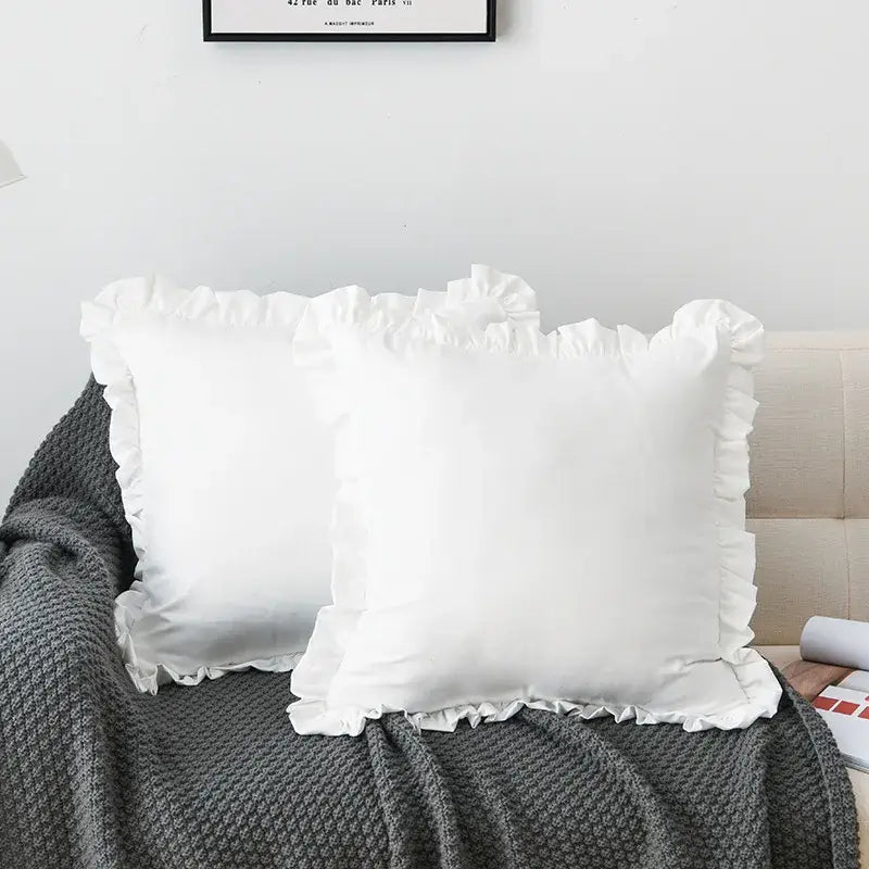 White Cotton Ruffle Pillowcase