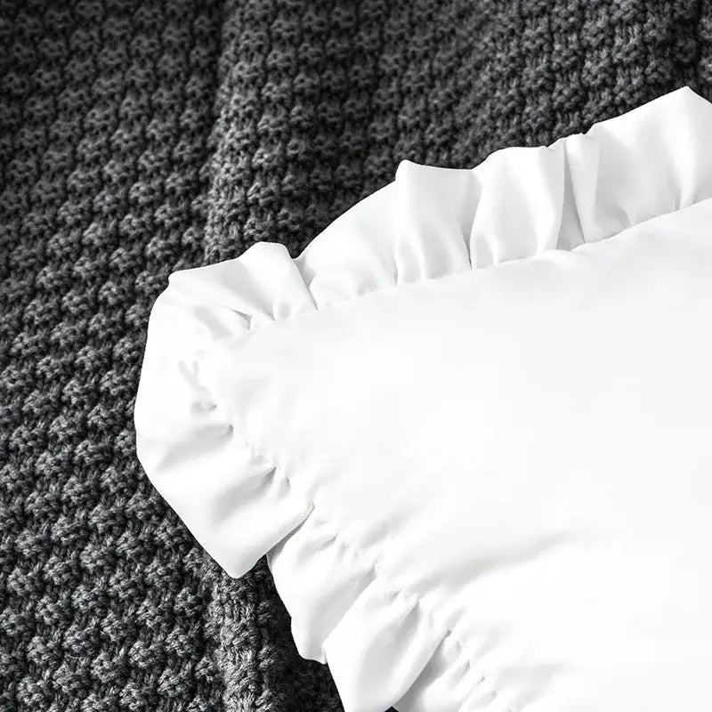 White Cotton Ruffle Pillowcase