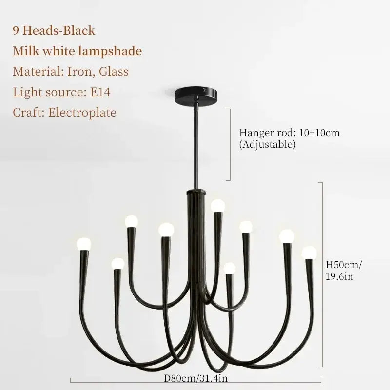 Black Gold Bubble-Glass LED Pendant Light