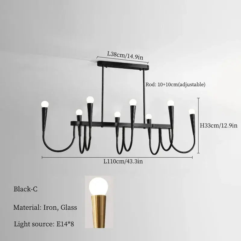 Black Gold Bubble-Glass LED Pendant Light