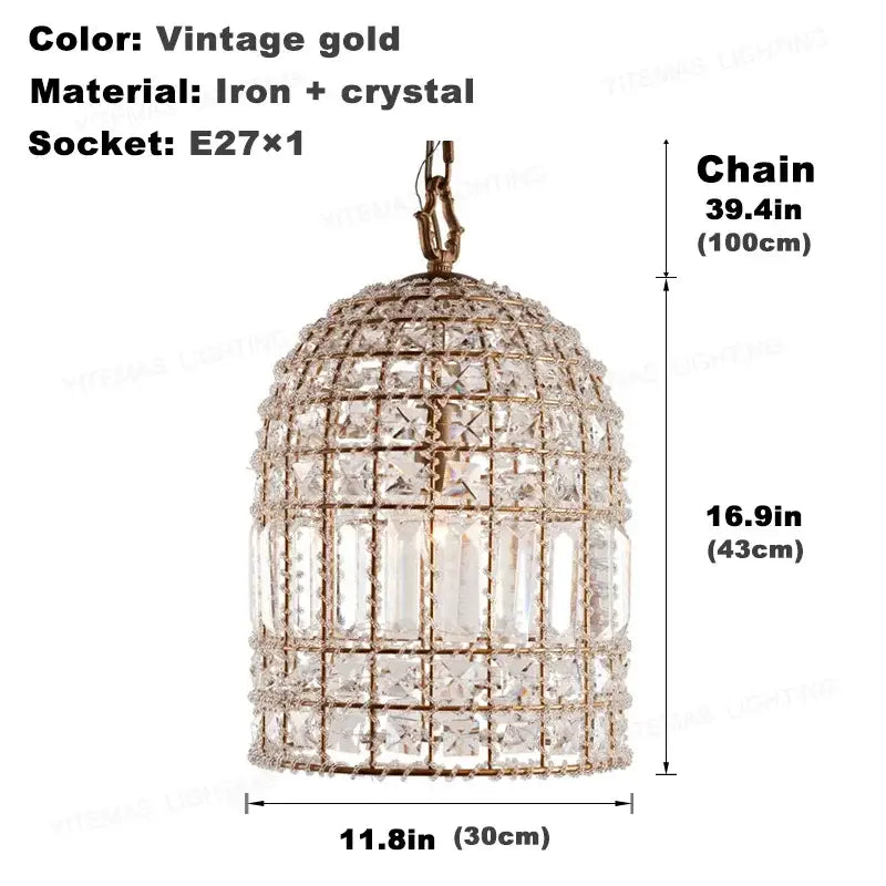 Bronze Crystal Chandelier D30xH43cm Sparkle