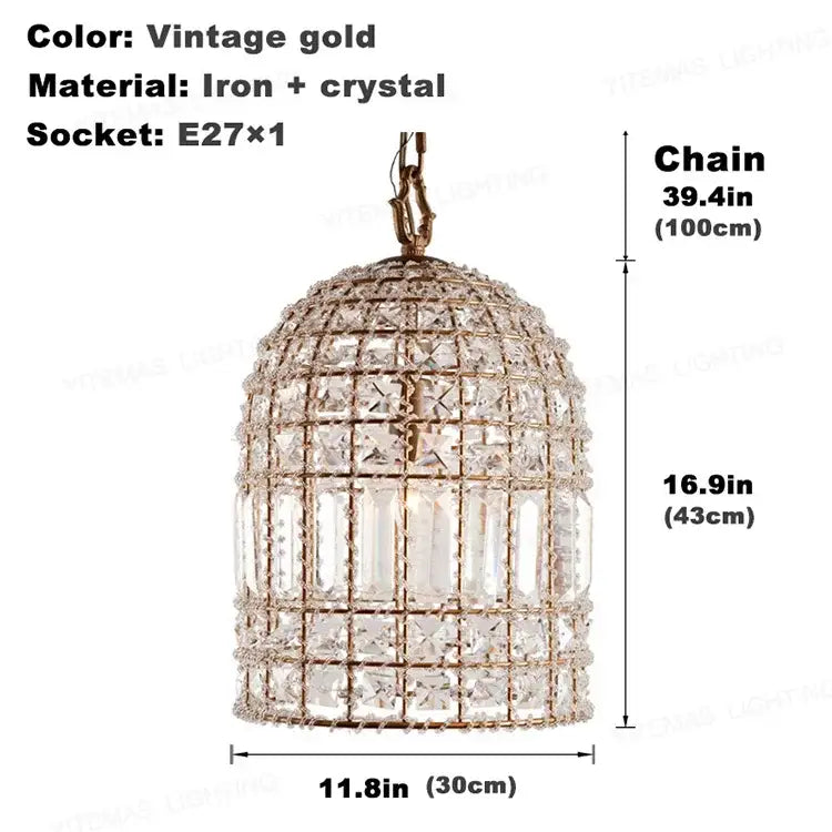 Bronze Crystal Chandelier D30xH43cm Sparkle