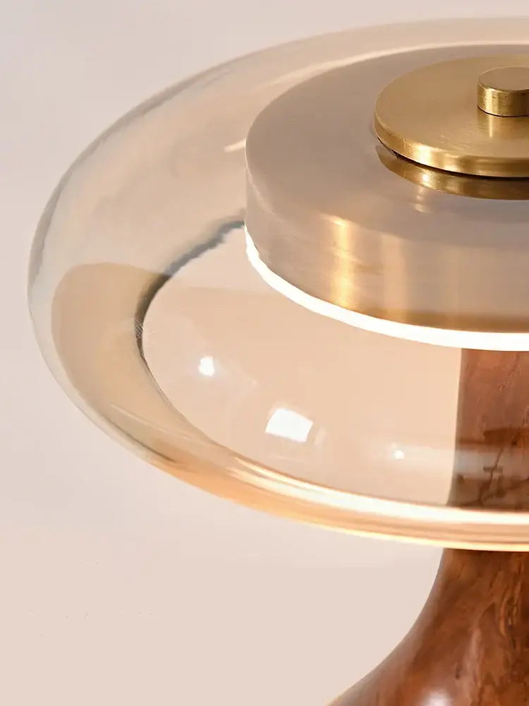 Walnut Glass Dome Lamp