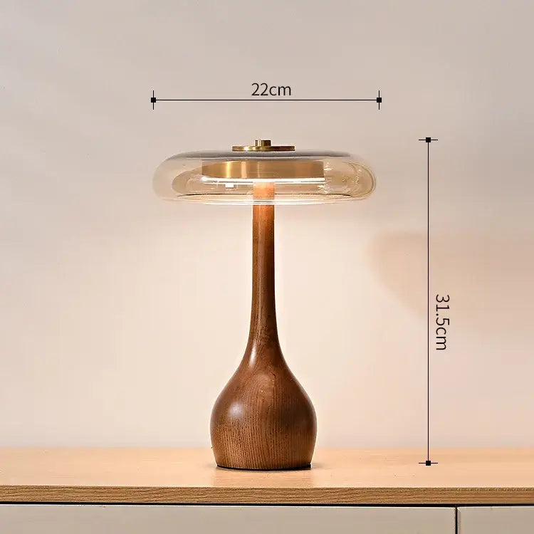 Walnut Glass Dome Lamp