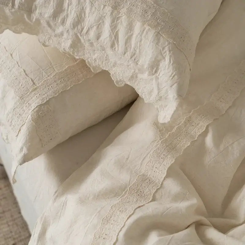Cream Cotton Linen Bedding
