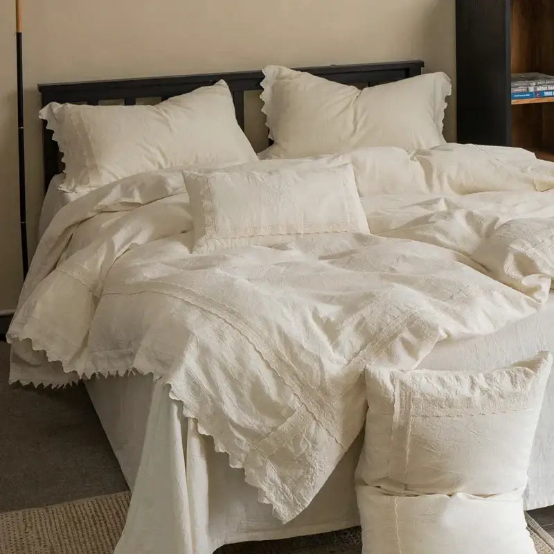 Cream Cotton Linen Bedding