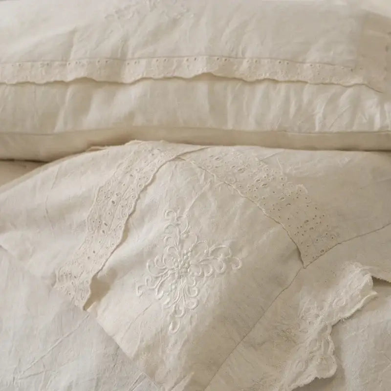 Cream Cotton Linen Bedding