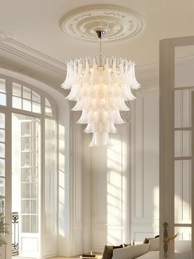 White Glass Polished-Steel Dining Pendant Light