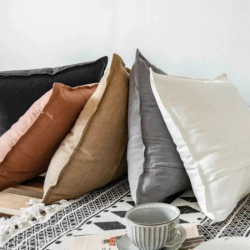 Ivory Grey Linen Pillow Cover