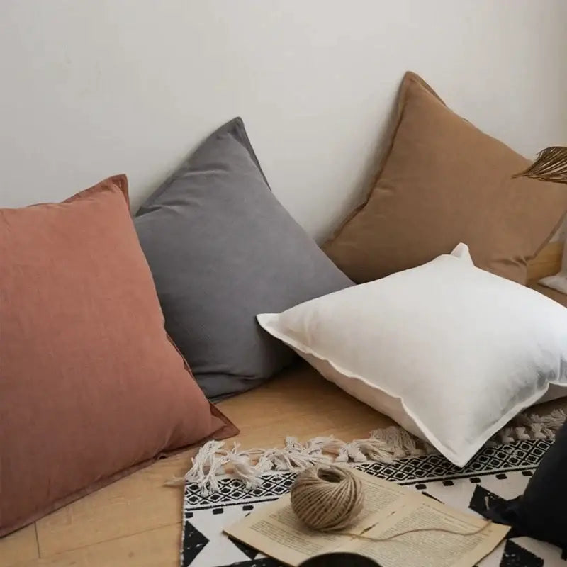 Ivory Grey Linen Pillow Cover