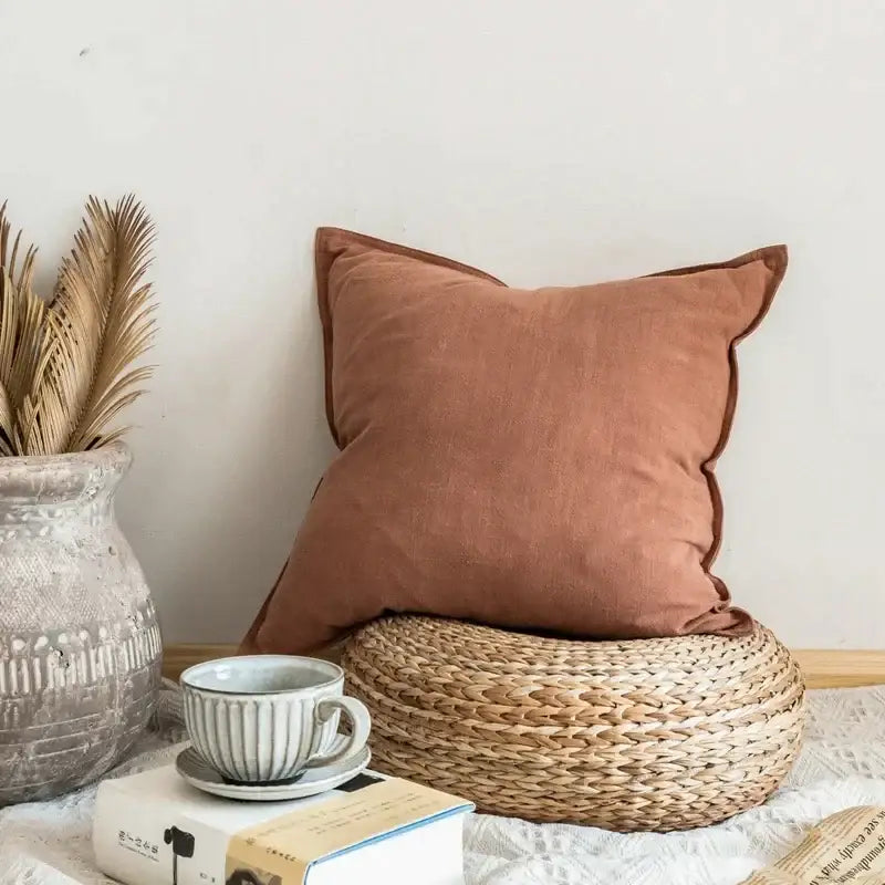 Ivory Grey Linen Pillow Cover