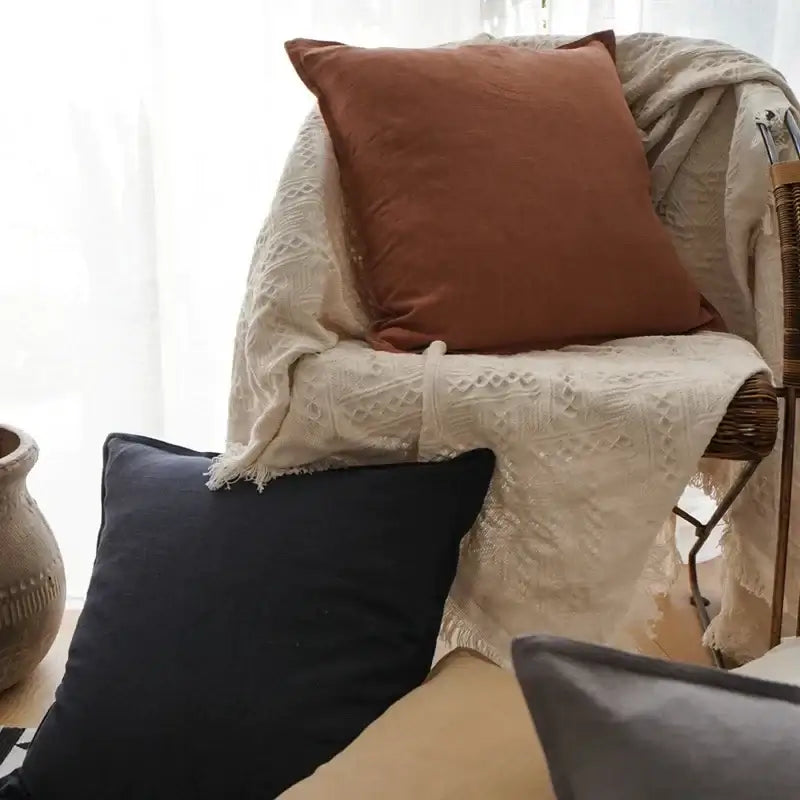 Ivory Grey Linen Pillow Cover