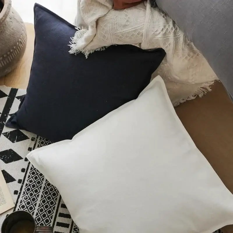 Ivory Grey Linen Pillow Cover
