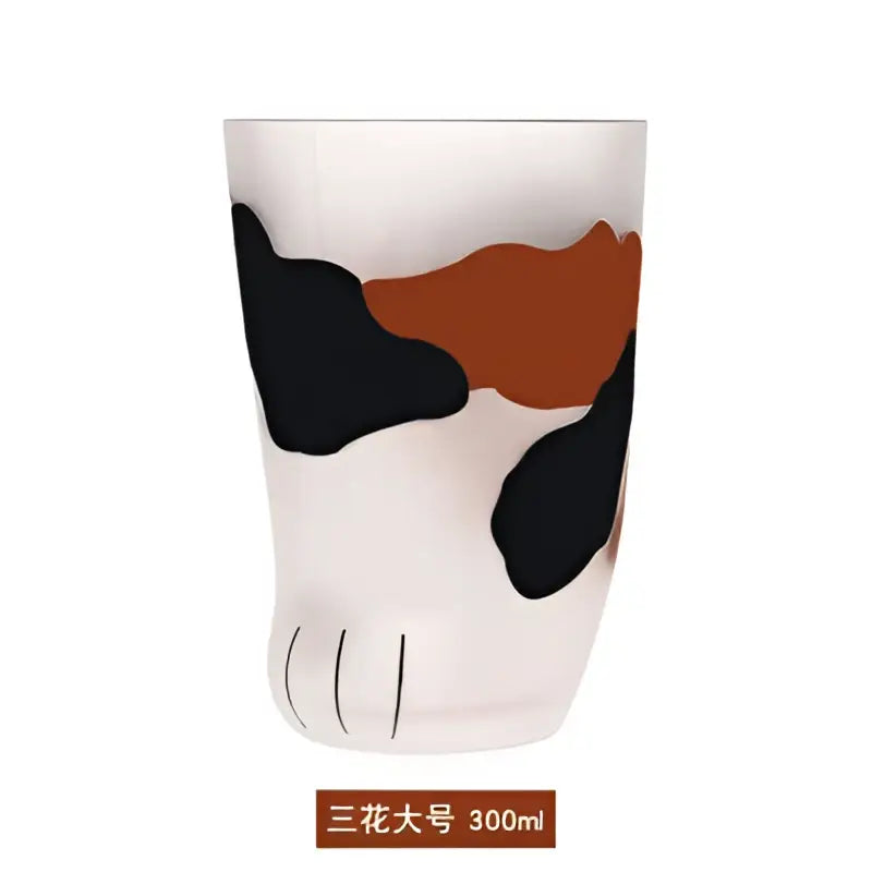 Orange Black Cat Paw Glass