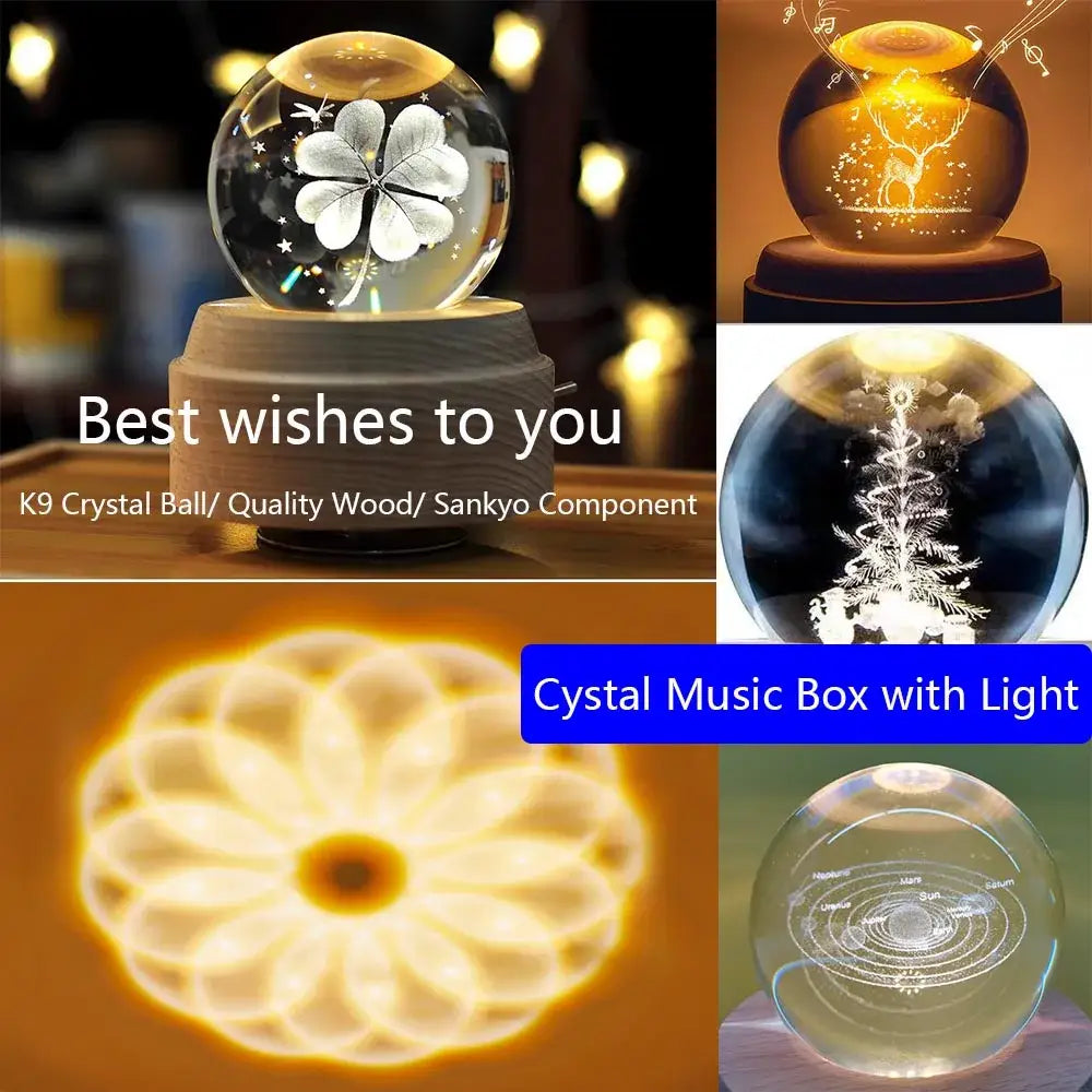 Wooden Crystal Music Box