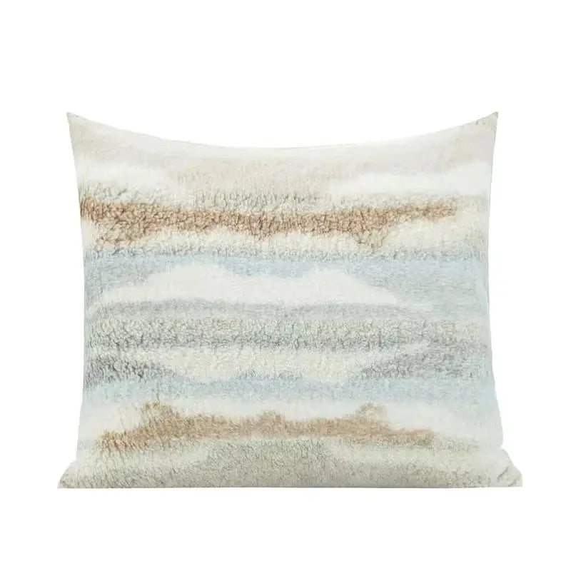 Beige Striped Fleece Cushion
