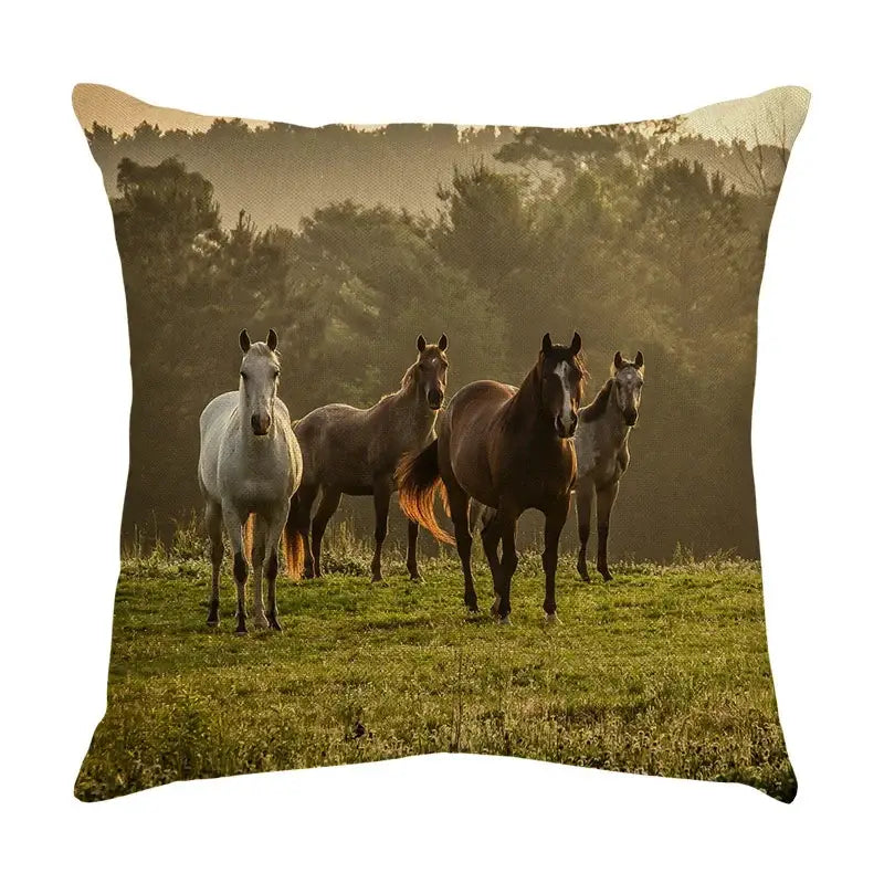 Linen Horse Print Pillowcase