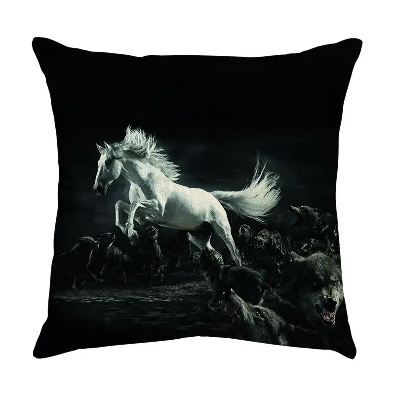 Linen Horse Print Pillowcase