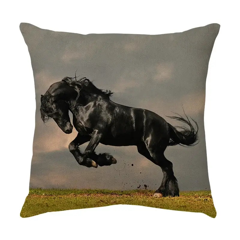 Linen Horse Print Pillowcase