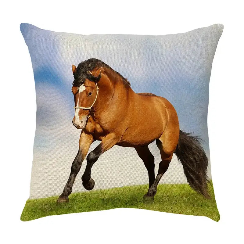 Linen Horse Print Pillowcase