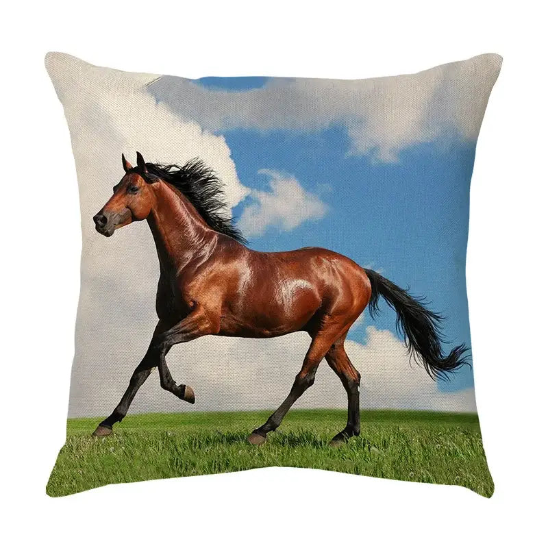 Linen Horse Print Pillowcase