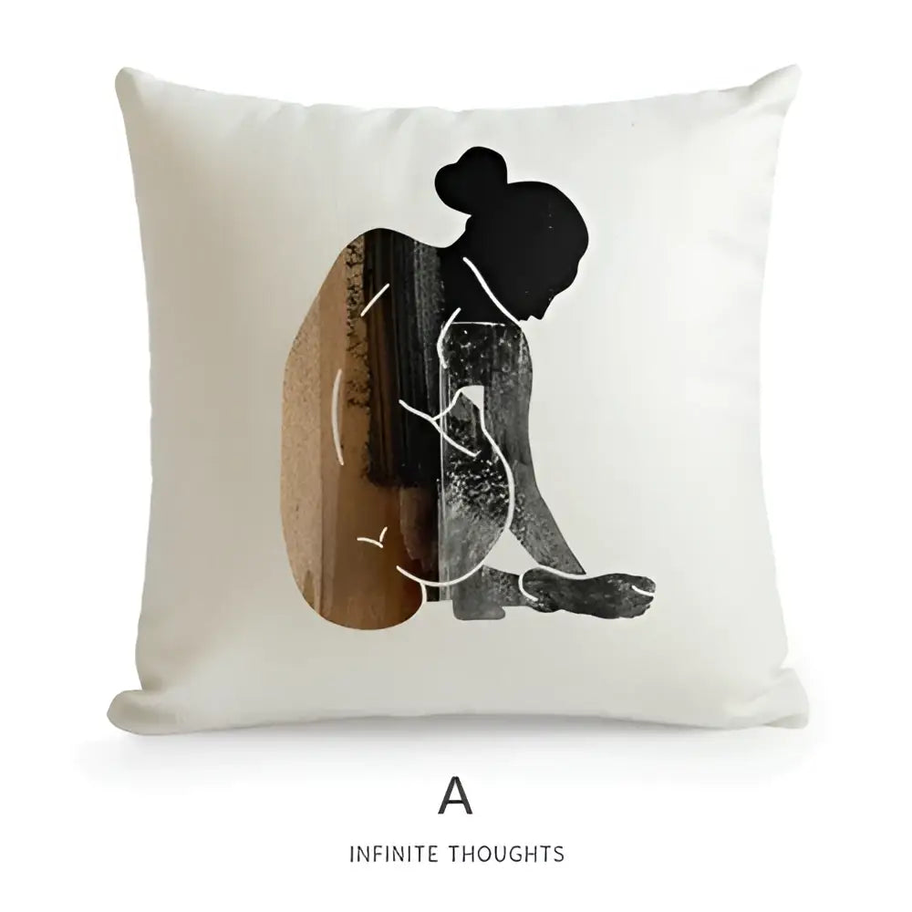 White Portrait Cushion Cover