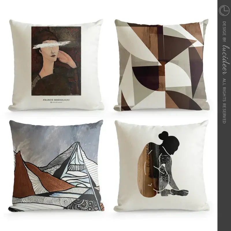 White Portrait Cushion Cover