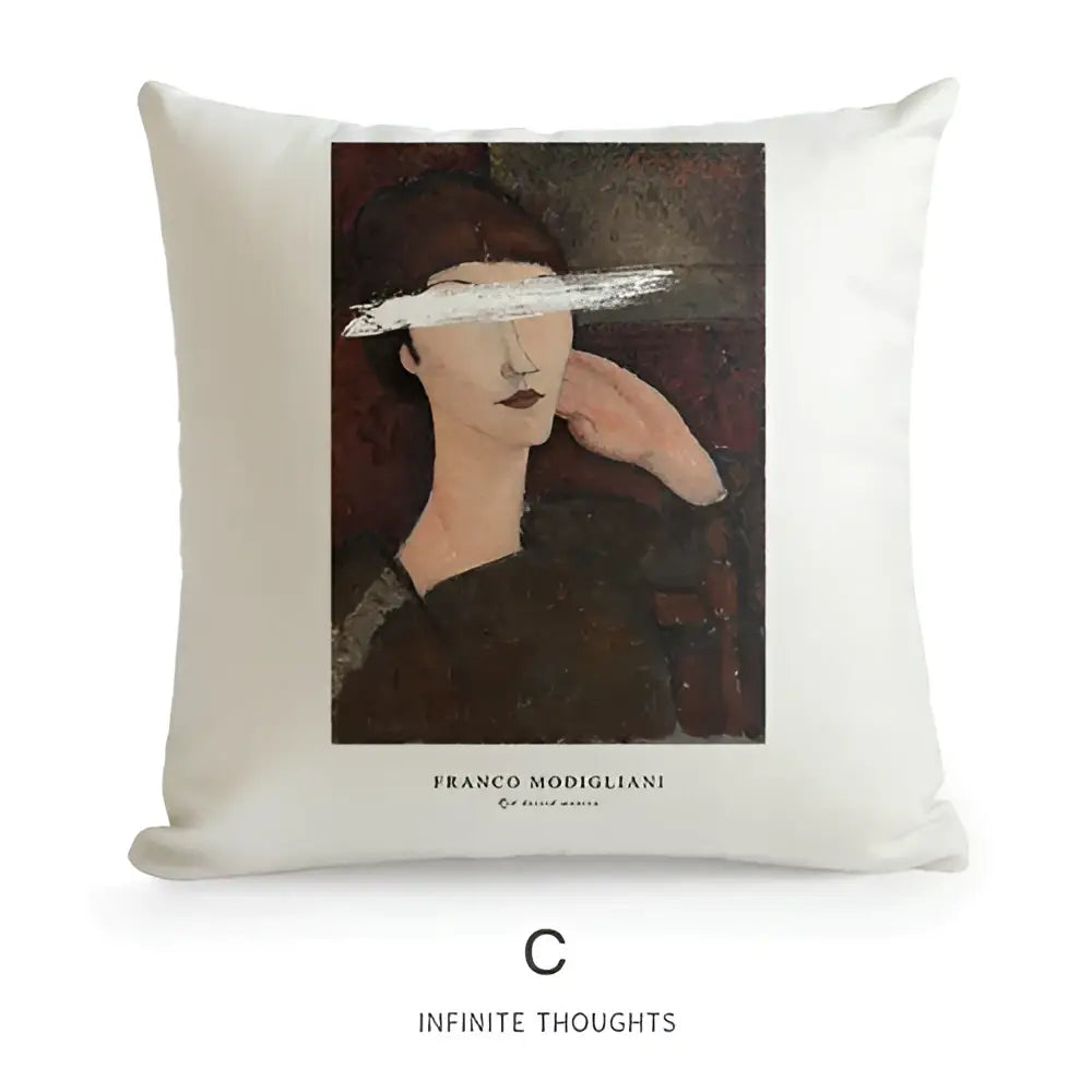White Portrait Cushion Cover