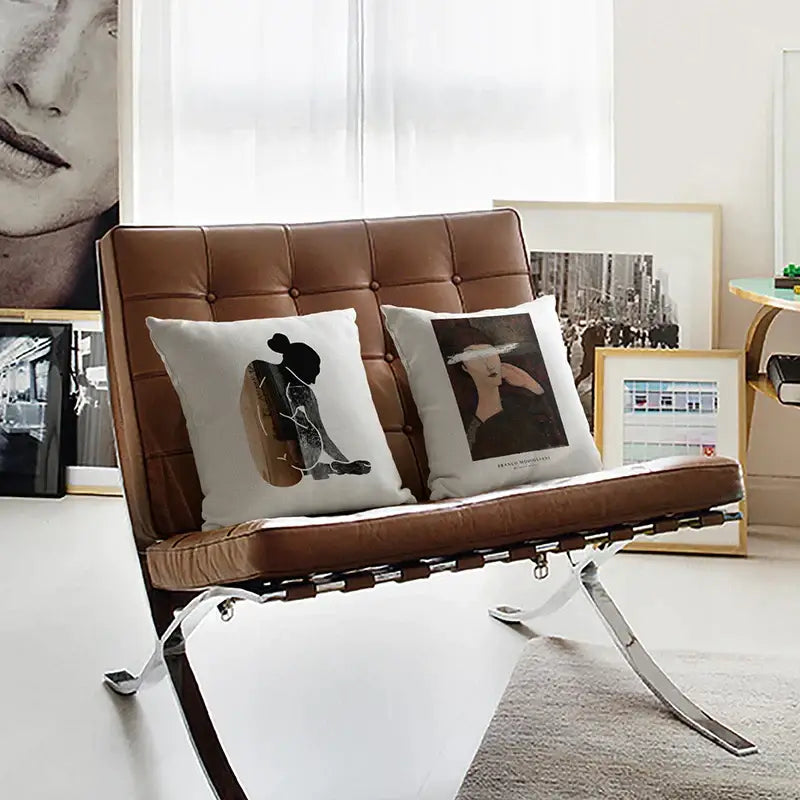 White Portrait Cushion Cover