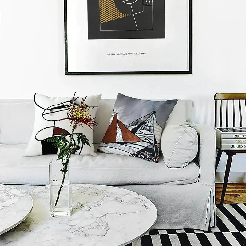 White Portrait Cushion Cover