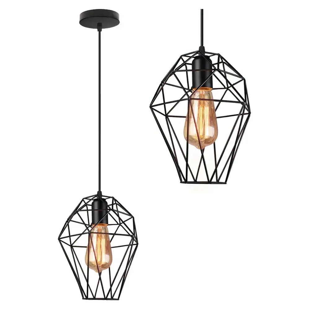 Black Birdcage Pendant Light Diamond Shape