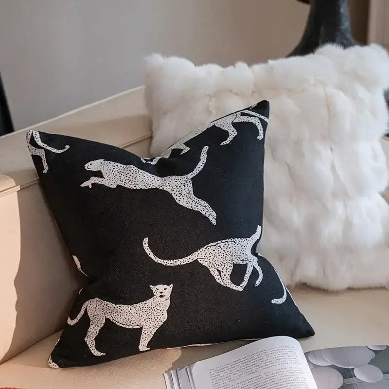 Black Cream Jacquard Pillow