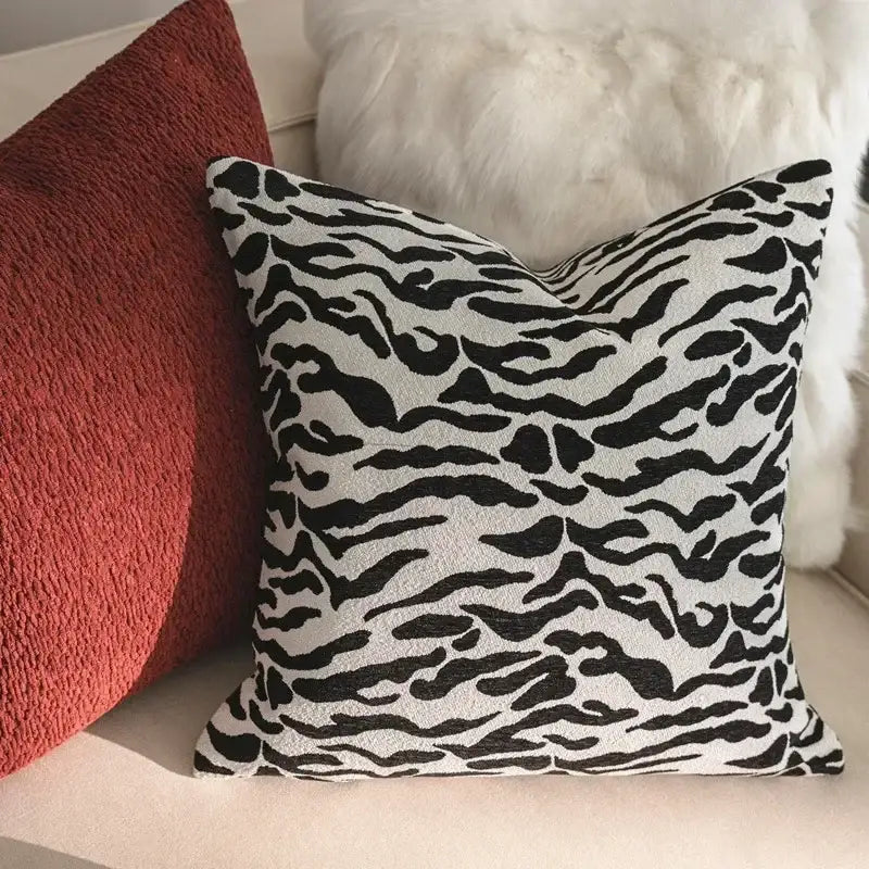 Black Cream Jacquard Pillow