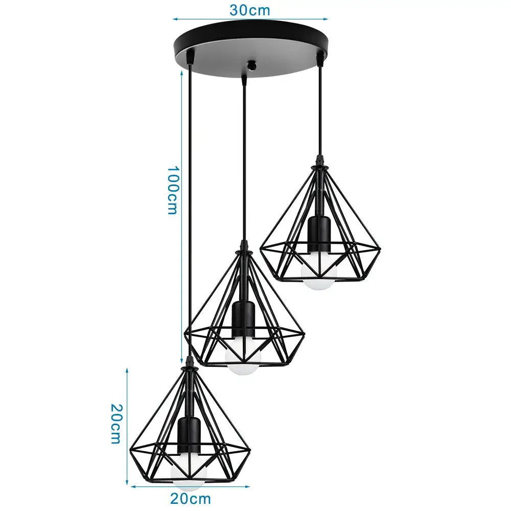 Black Iron 3-Light Chandelier