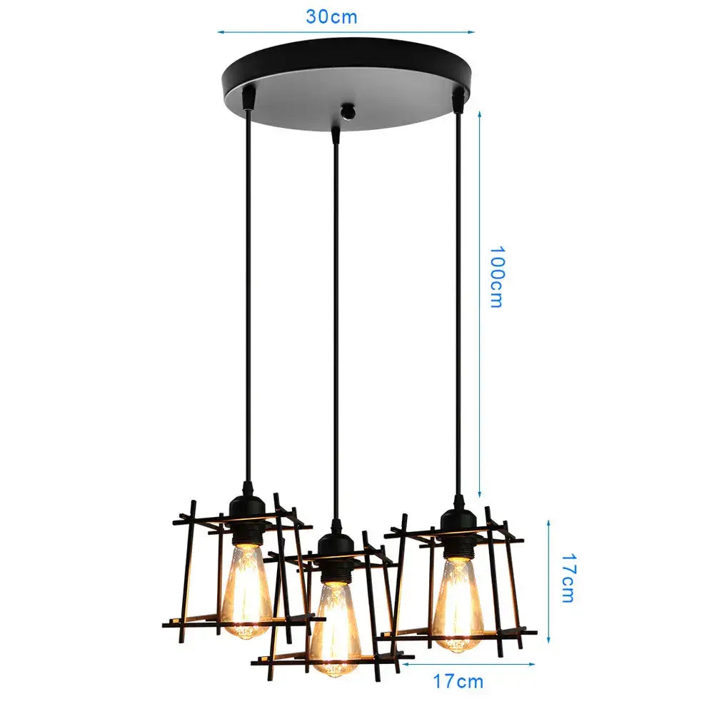 Black Iron 3-Light Chandelier