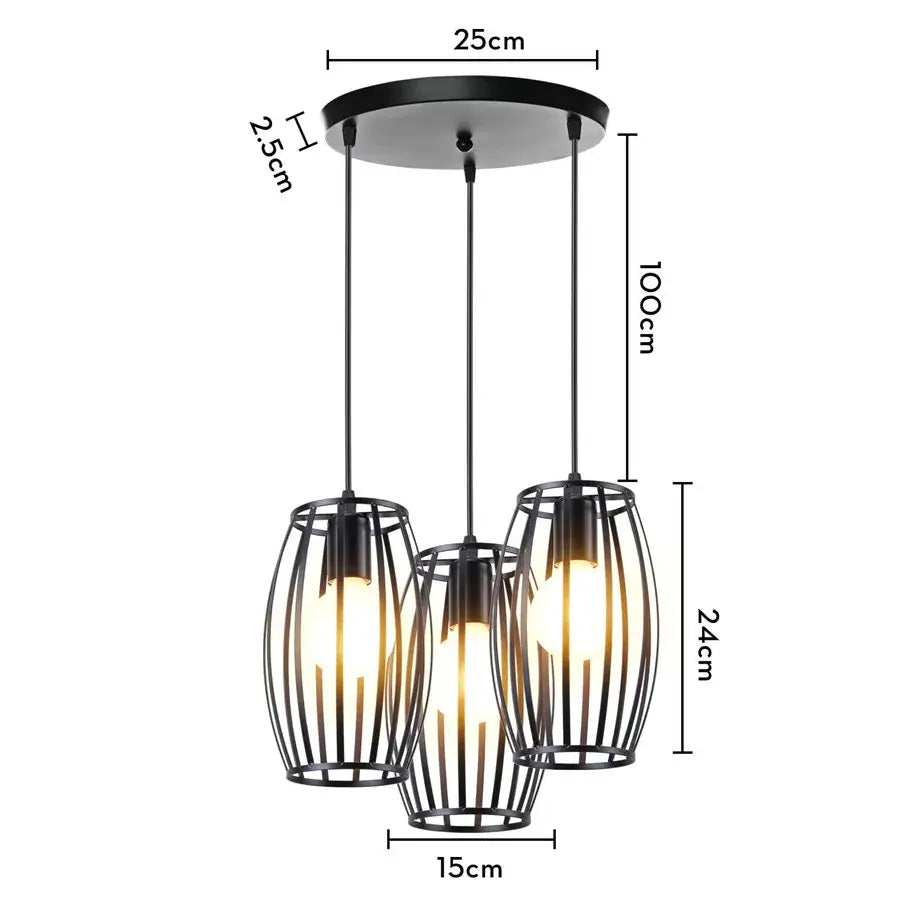 Black Iron 3-Light Chandelier