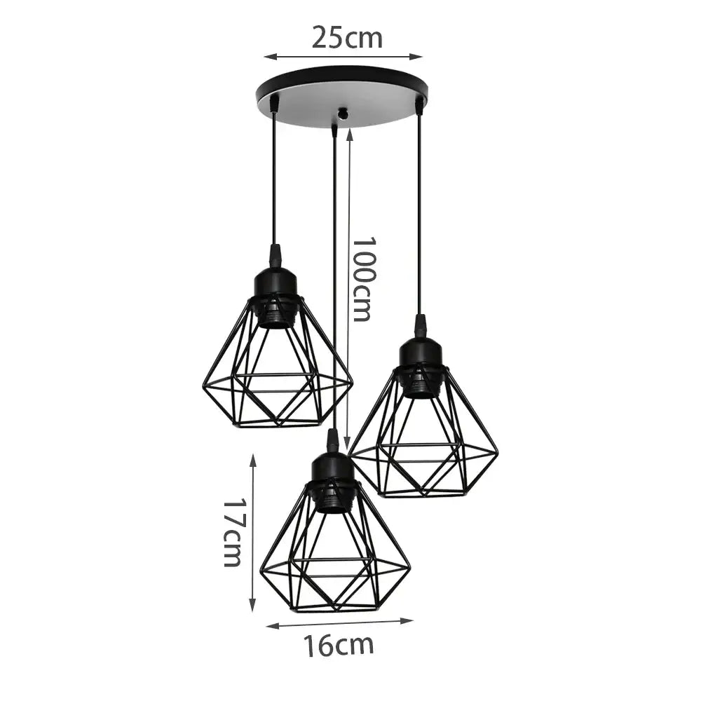 Black Iron 3-Light Chandelier