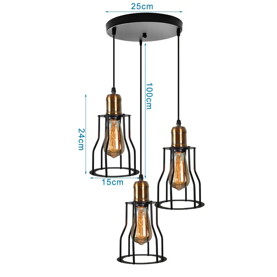 Black Iron 3-Light Chandelier