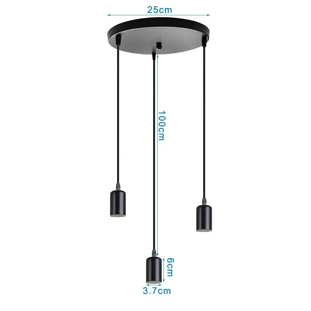 Black Iron 3-Light Chandelier