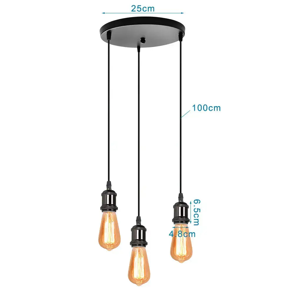 Black Iron 3-Light Chandelier