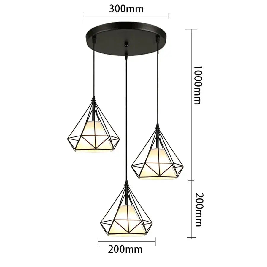 Black Iron 3-Light Chandelier