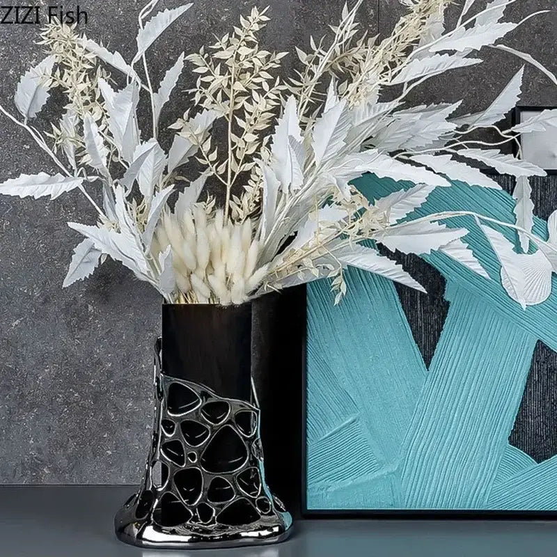 Gold Plated Hollow Vase